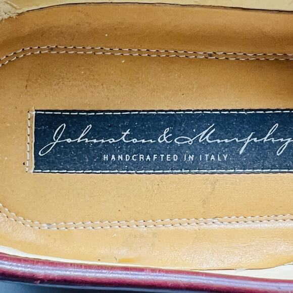Johnston & Murphy Shoes Mens 8.5 Red Leather Kiltie Tassel Loafers Italy Dress main image 8